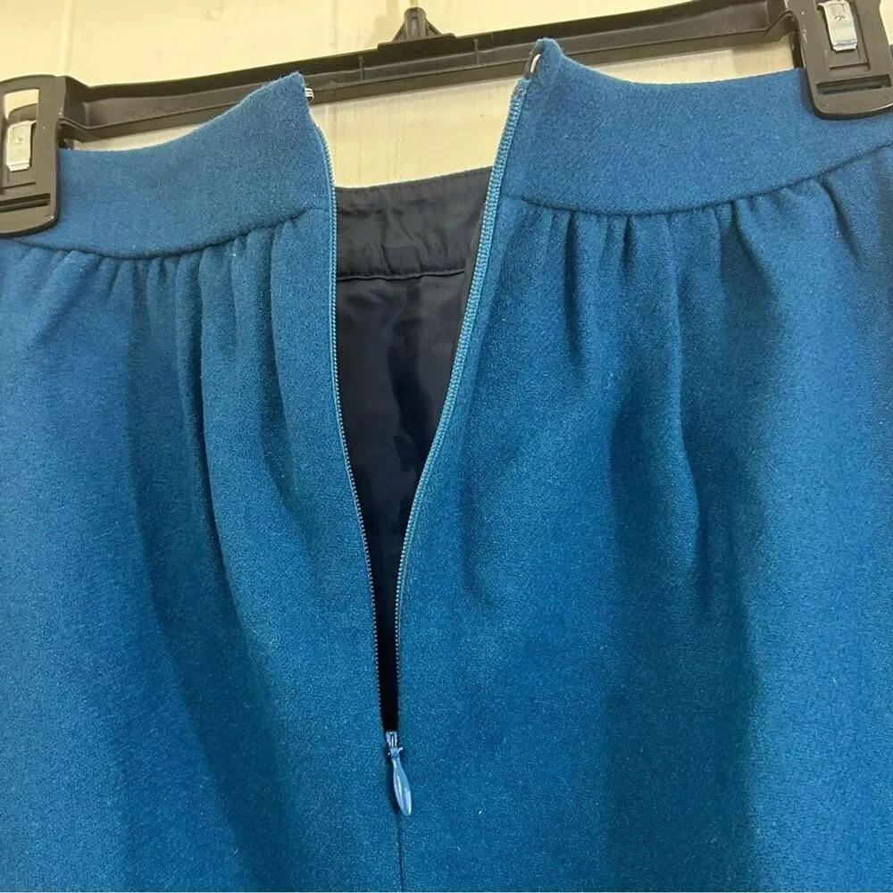J.CREW Wool Mini Skirt Size 6 Formal Office Aqua Blue Black Wool Mini Skirt